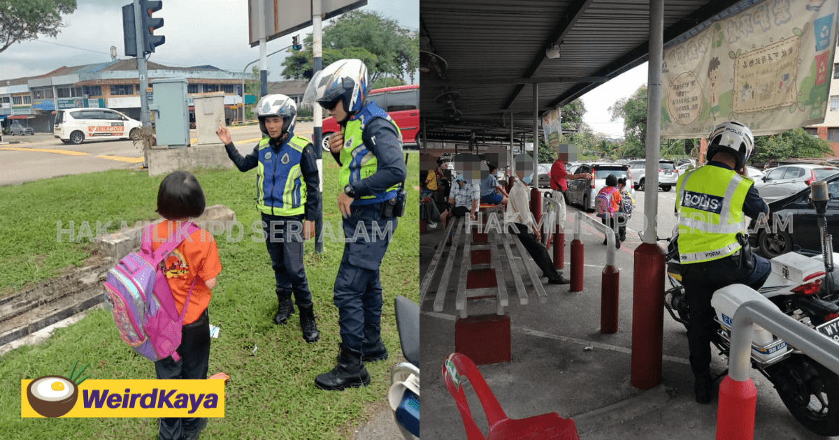 Kind M'sian Police Officers Escort Young Girl To School After She Missed The School Bus