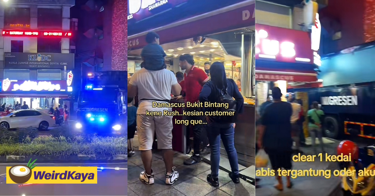Famous Shawarma Stall In Bukit Bintang Raided Over Worker Permit Issues While Customers Queue Up