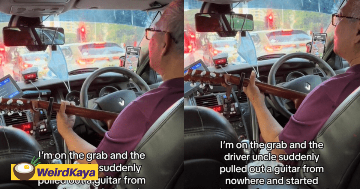 SG Grab Driver Sings Canto Song For Passenger With Guitar While At A Red Light