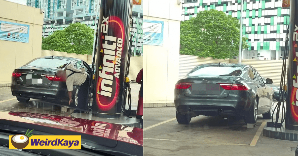 SG Man Puts Brick Underneath Jaguar So That He Could Pump More Petrol In JB