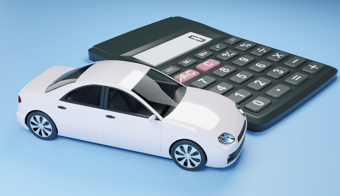 white car and calculator