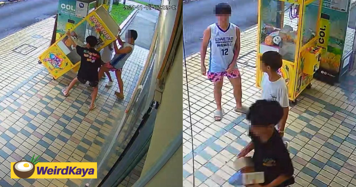 Boys Caught Tilting Labubu Claw Machine & Stealing RM1,000 Worth Of Dolls In S'pore