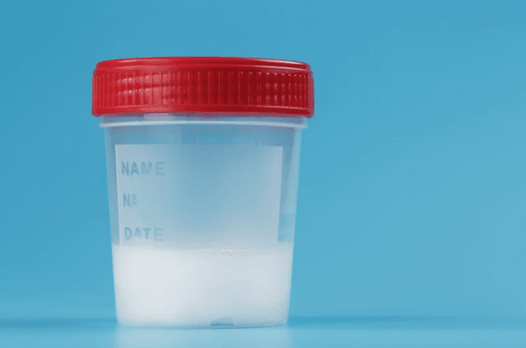 Male bodily fluid in a bottle