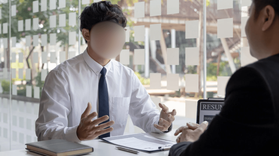 man at a job interview