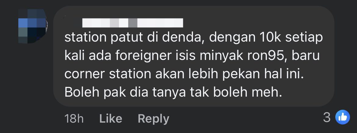 'Cannot Meh?' — Driver Of SG-Registered Car Retorts After Being Caught Pumping RON95 In Johor comment 3