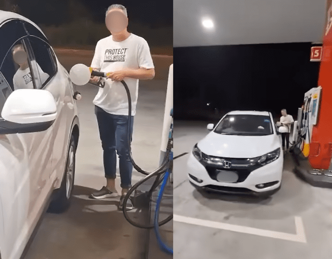 Man confronted for pumping RON95 into Honda car