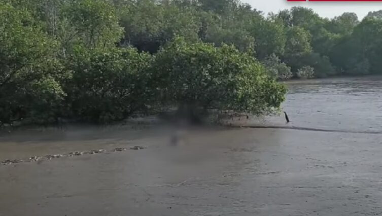 man crawling in mud water