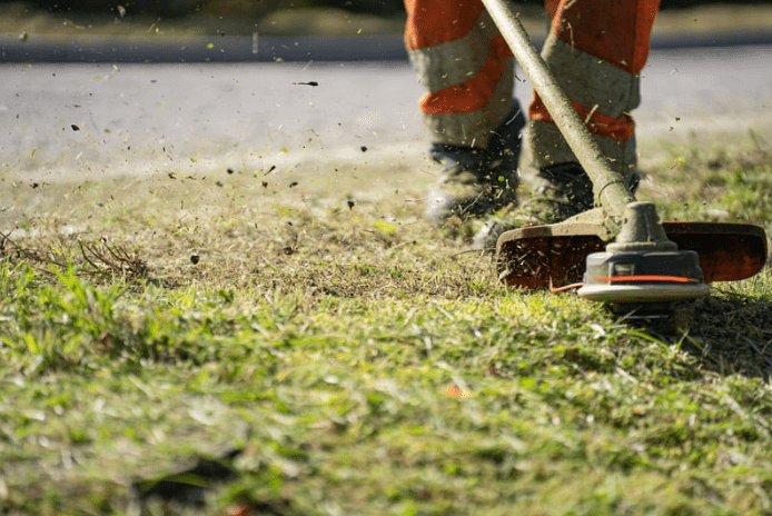 Man cutting grass
