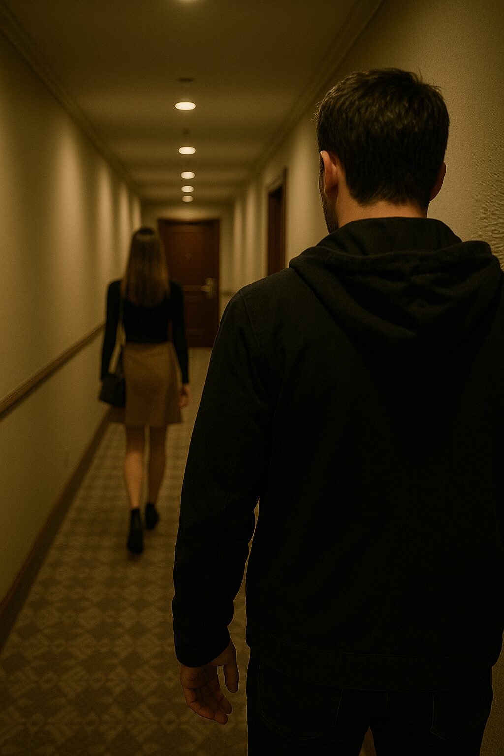 man following a woman