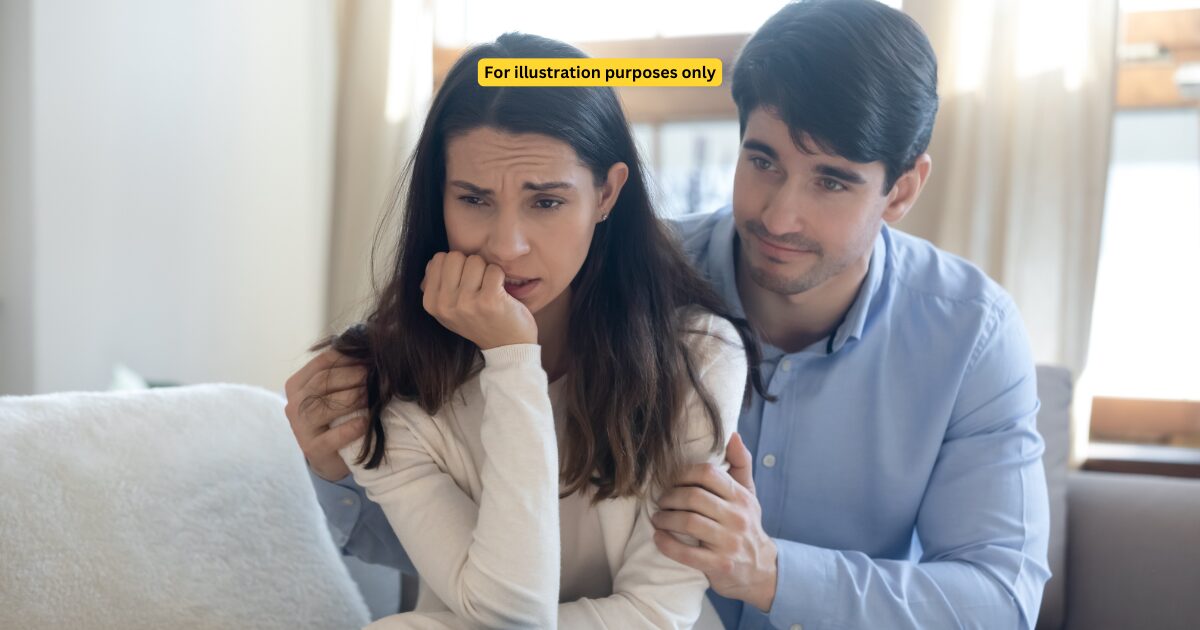 man is talking to his wife