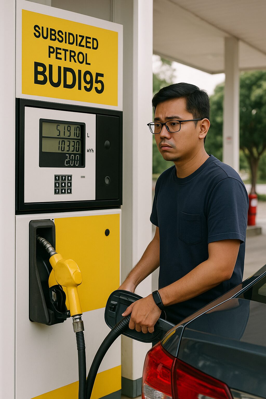man pumping petrol - ai generated image