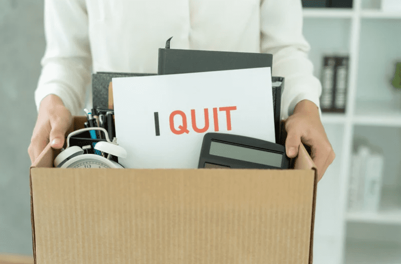 man quits job