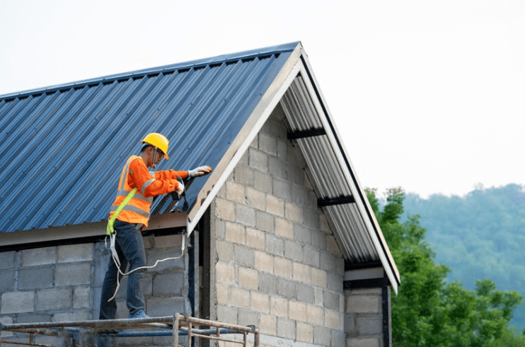 Man repairing a house