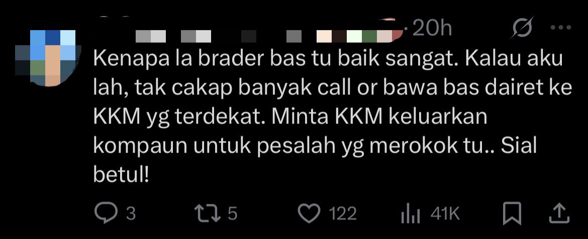 'Everyone Can Smell It!' — M'sian Bus Driver Confronts Man Who Allegedly Smoked Inside The Bus comment 2