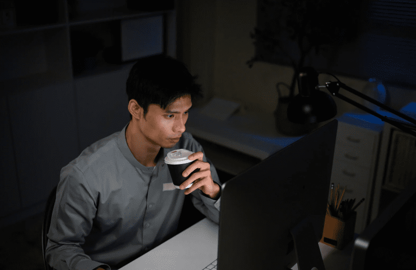 Man staying up late