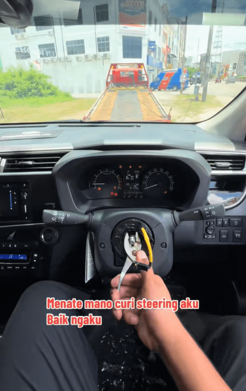 Man uses pliers to drive Myvi