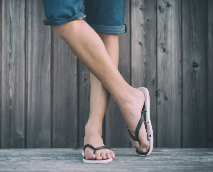 Man wearing slippers