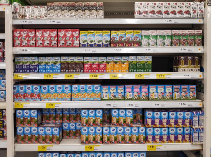 Milk sold at the supermarket