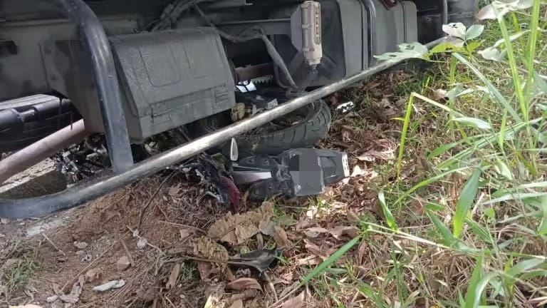 Motorcycle of accident victim in Sepang