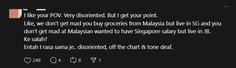 S'porean Asks Why M’sians Can Shop For Luxury Goods Abroad Freely But S’poreans Buying Groceries in M’sia Get Criticised comment 2