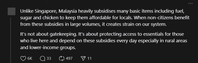 S'porean Asks Why M’sians Can Shop For Luxury Goods Abroad Freely But S’poreans Buying Groceries in M’sia Get Criticised comment 3
