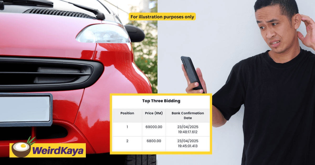 M’sian Accidentally Pays RM69,000 For Car Plate After Adding An Extra Zero, 2nd Highest Bid Was Only RM6,800