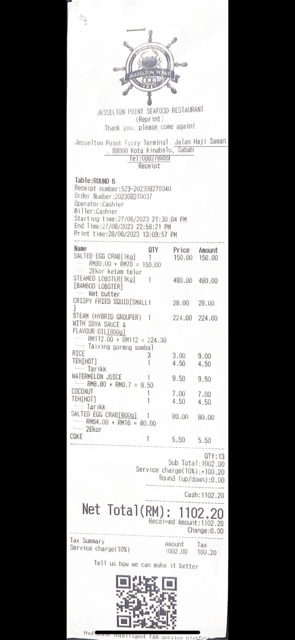 M'sian Family Pays Only RM400 Out Of RM1,102 Bill At Sabah Restaurant, Claims It Was Too Expensive 1