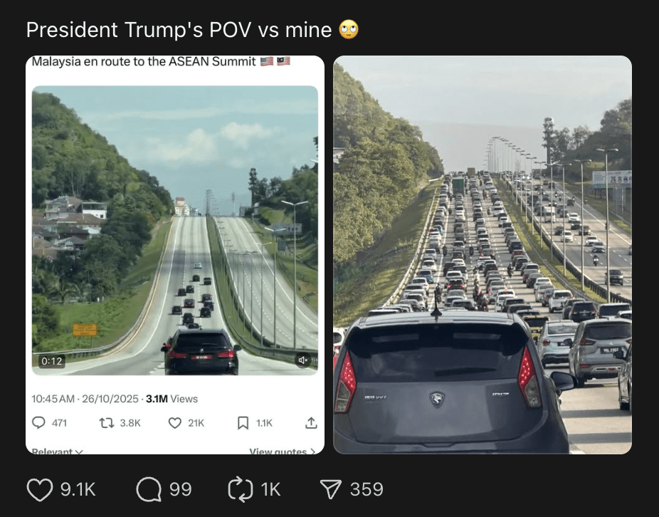 M’sian Jokingly Compares Trump's Highway POV With His, Netizens Amused