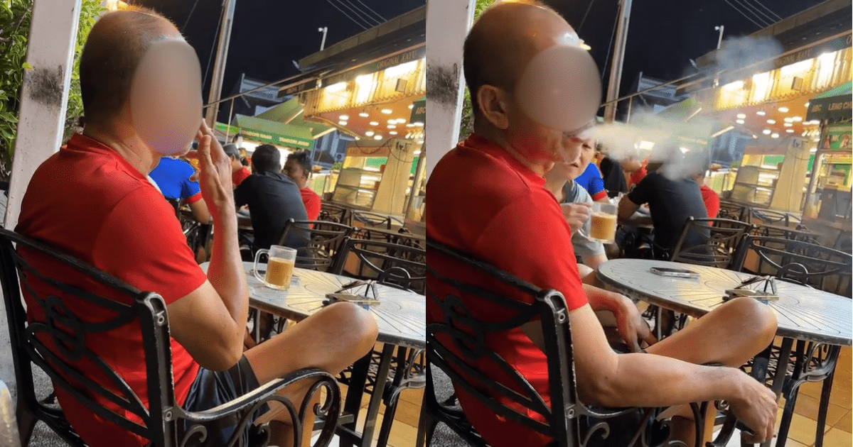 M'sian man blows cigarette smoke at teen