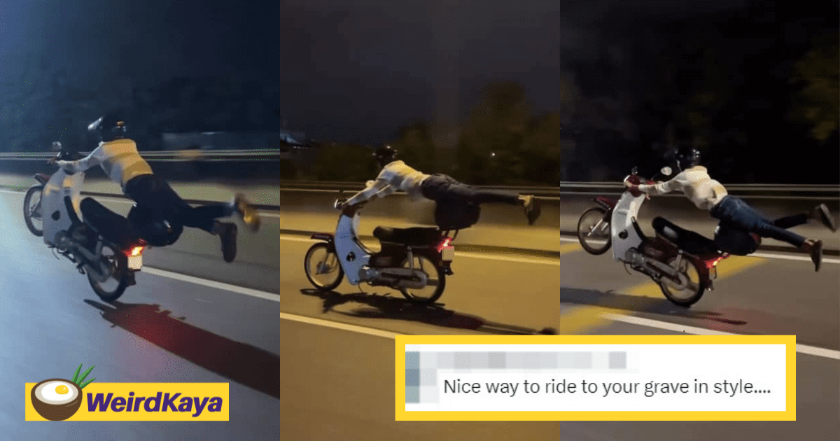 M'sian Motorcyclist Seen Performing 'Wheelie' Stunt On The Road At High Speeds