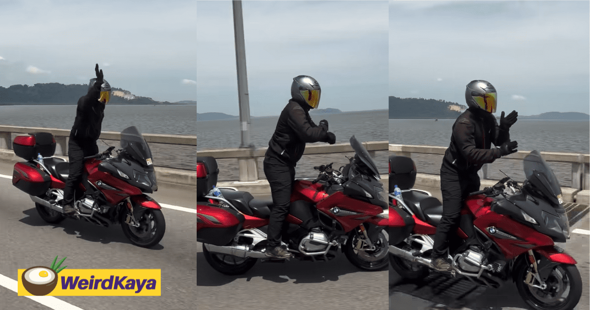 M’sian Motorcyclist Slammed for Performing Viral 'Bow Dance' While Riding on Penang Bridge