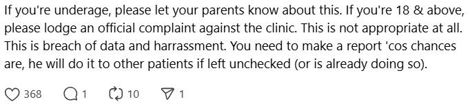 Msian Patient Claims Doctor Messaged Her After Clinic Visit To Ask If She Was Single commnet1