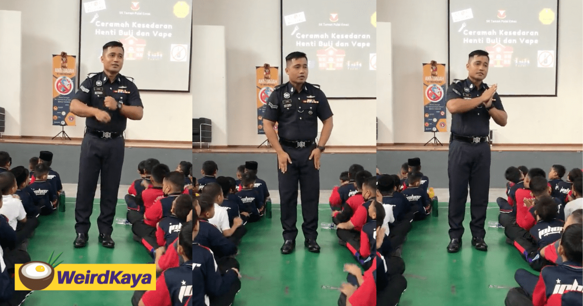 M'sian Policeman Warms Netizens' Heart By Dancing Away With The Kids During Crime Awareness Talk