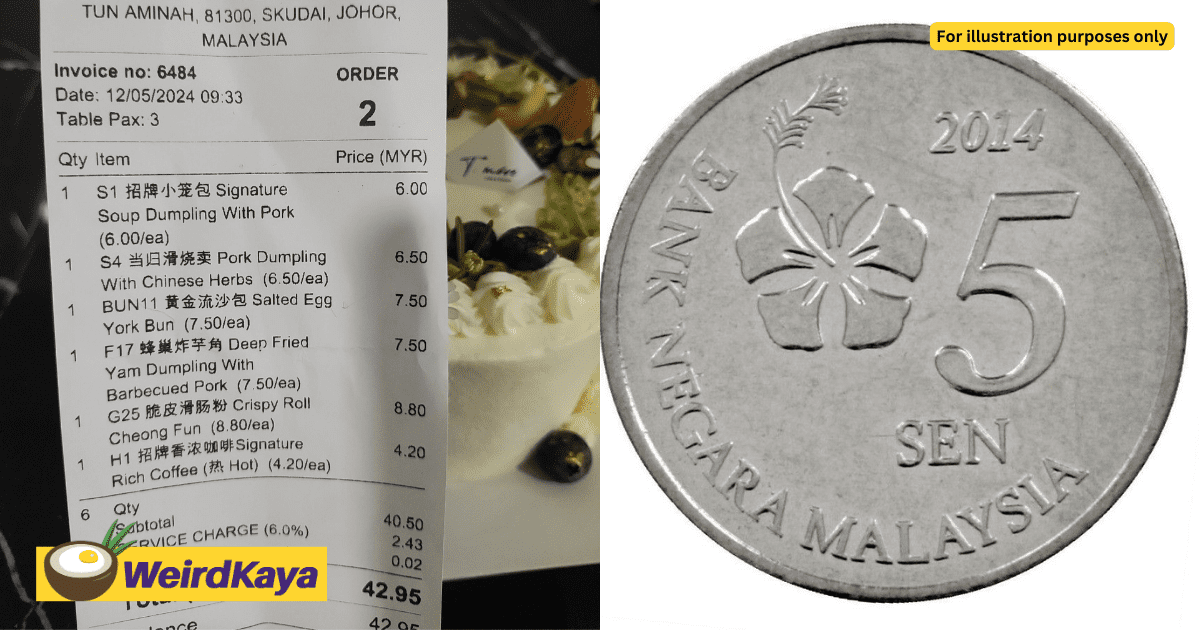 M'sian Restaurant Round Off RM42.95 Bill To RM43, Customer Feedback & Received 5 Sen Refund