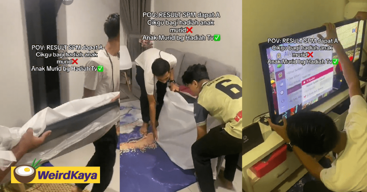 M'sian Students Gift Teacher Who Helped Them Score As In SPM A Brand New TV