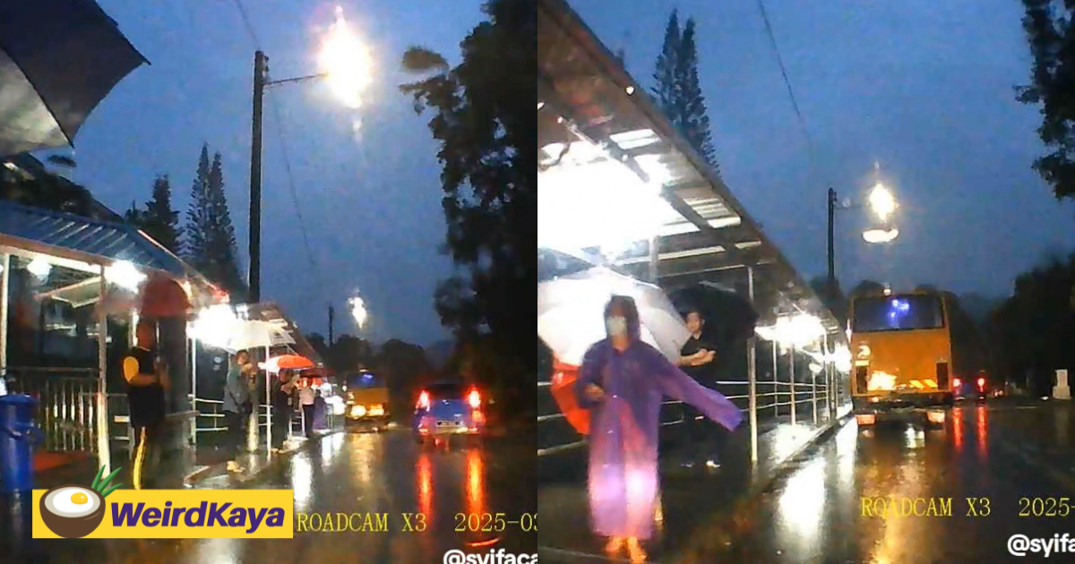 M'sian Teachers At Johor SJKC Brave Heavy Rain To Gently Escort Students From Cars To School