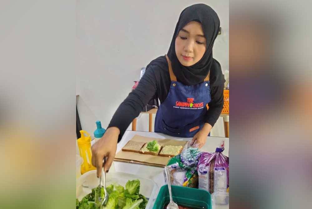 msian woman making sandwich