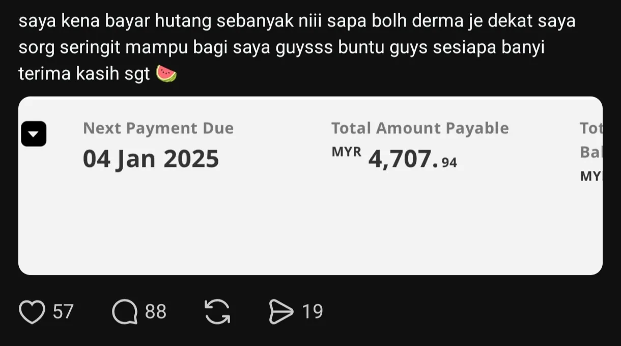 M’sian Man Wants RM1 From Everyone To Clear His RM4.7K Debt, Netizens Tell Him To 'Try Working Instead'