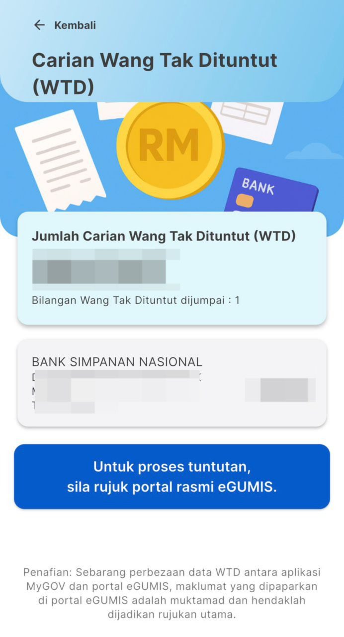 MyGOV wang tak dituntut