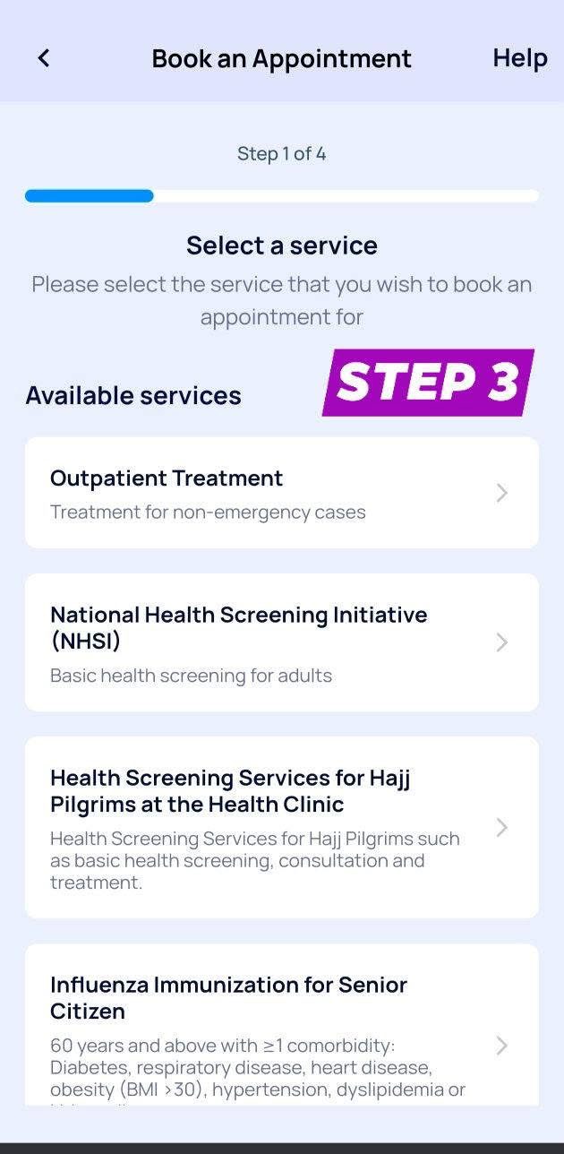 mysejahtera booking appointment