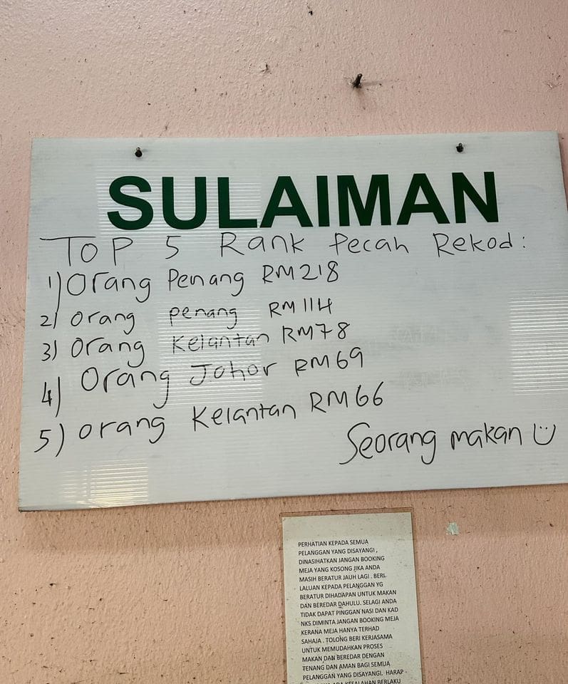 Nasi Kandar ranking board
