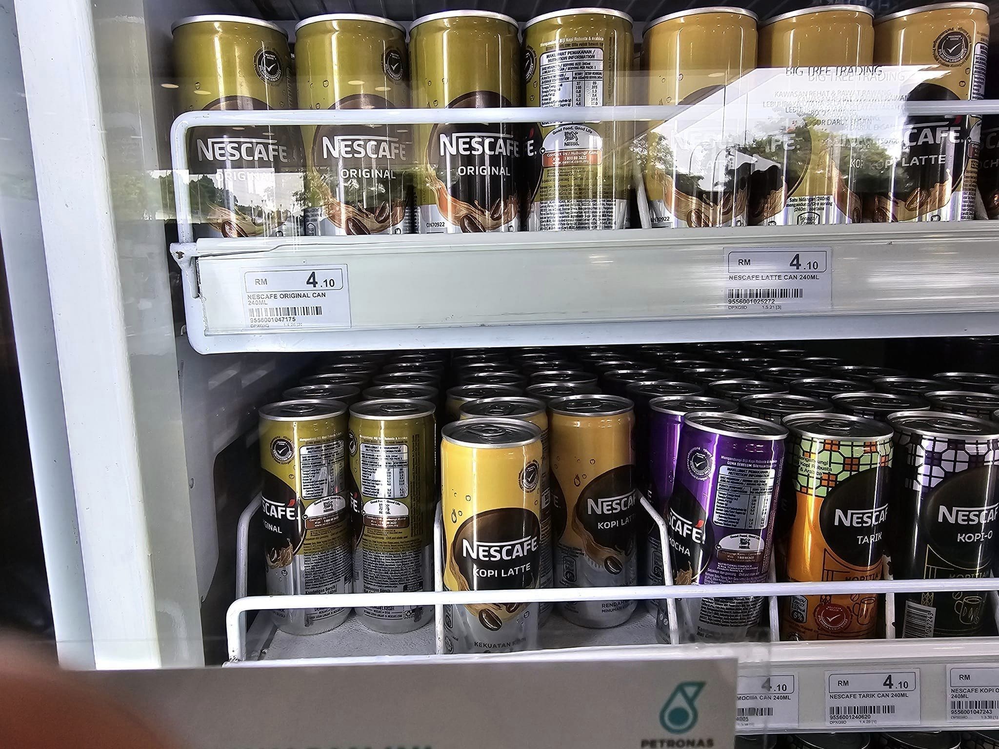 Nescafe RM4 tinned coffee at a mart at Petronas