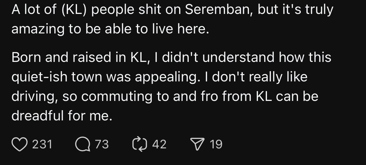 netizen comment 2- M’sian Says Living In Seremban Is Underrated, Only Realised After Leaving Stressful KL Life Behind