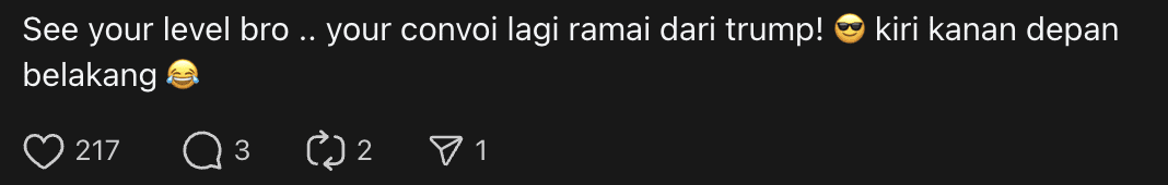 netizen comment- M’sian Jokingly Compares Trump's Highway POV With His, Netizens Amused