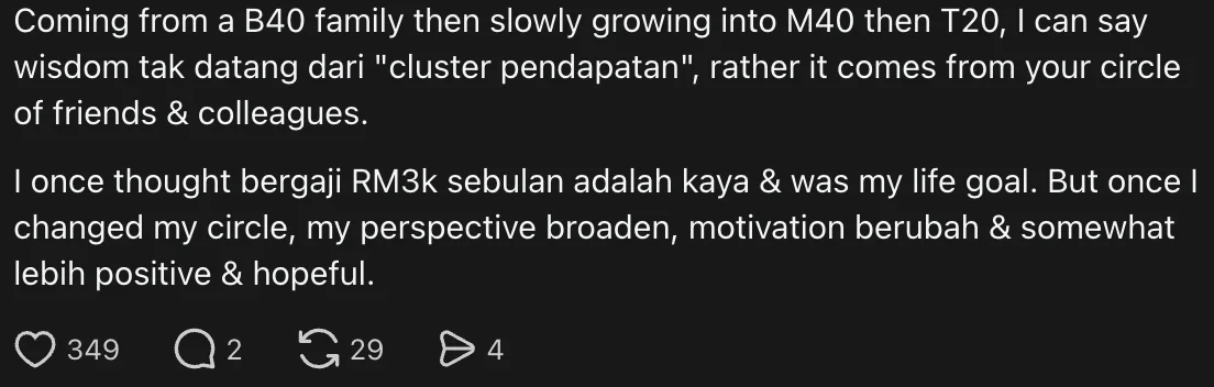 M’sian Shares 4 Key Differences Between B40 & T20 Mindset From His Observations Among Friends