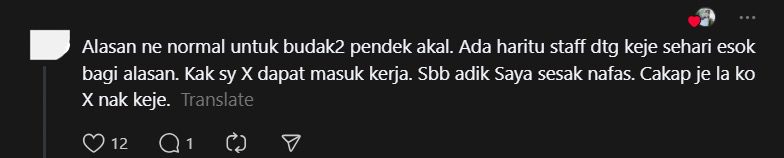 'Sorry, I Got No Mood To Work' — M'sian Employee's Excuse For Going MIA Leaves Boss Fuming comment 3