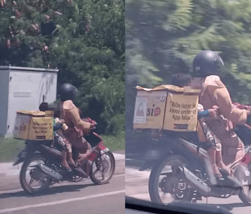 Noryani riding to work with kids