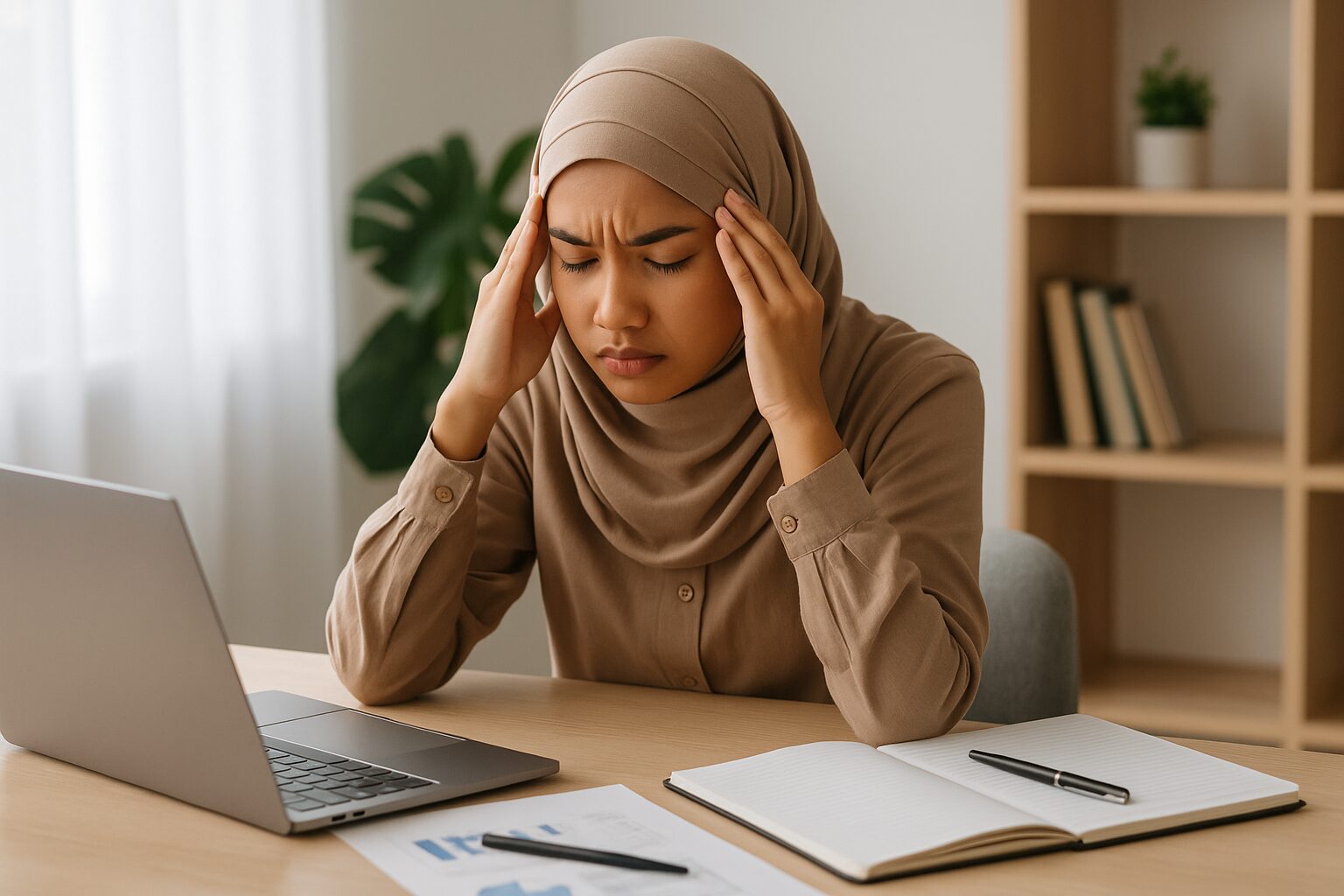 Office woman stressing about