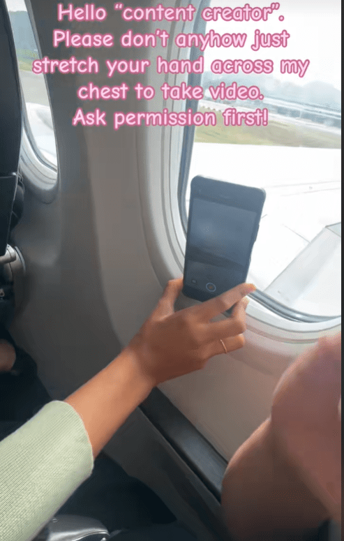 Passenger films from plane window