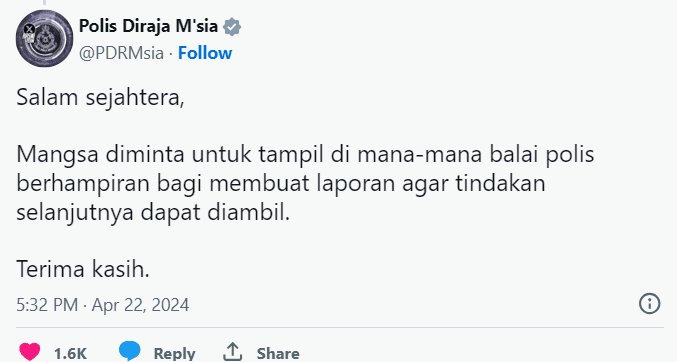 PDRM replied